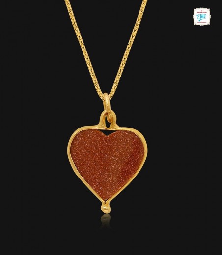 Glittering Heart Gold Pendant - 1041