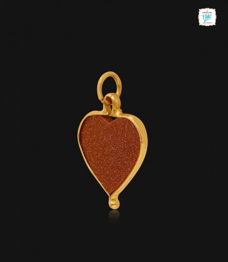 Glittering Heart Gold Pendant - 1041