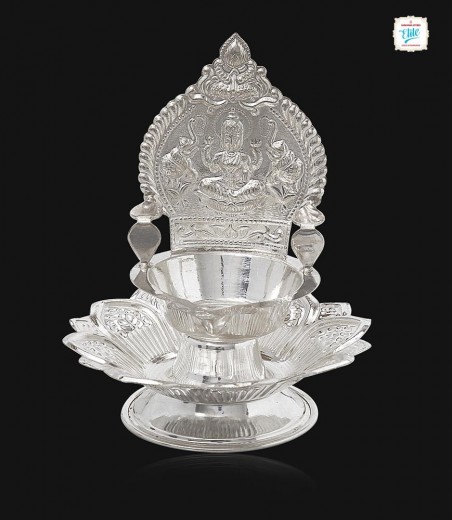 Lotus Designed Silver Kamatchi Vilakku -1543