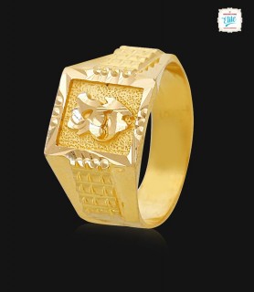 Elegant Floral Men's gold ring -1619