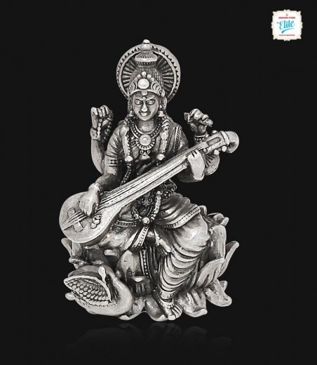Goddess Saraswathi Silver Idol -1659
