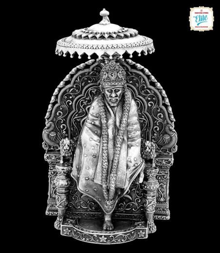 Fine Silver Sai Baba idol, Oxidised - 2165