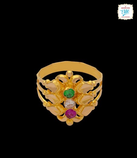 Multicoloured stone Gold Ring - 5713