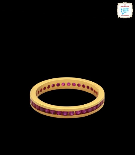 Red Stone Studded Gold Band - 5725