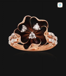 Amber Pansy Diamond Ring -...