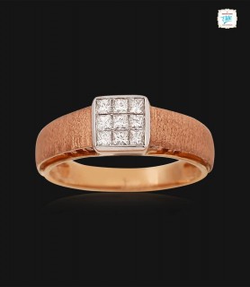 Pave Square Diamond Ring -...