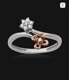 Duo Floral Platinum Ring -...