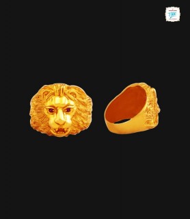 Aggressive Lion Gold Ring -...