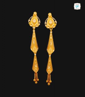 Stylish Cone Motif Drop Gold Earrings -0161
