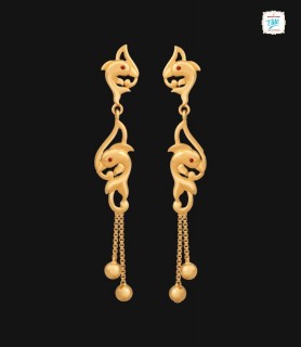 Dolphin Chain Drop GOLD Earrings - 0166