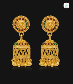 Embellished Gold Jhumka - 0947