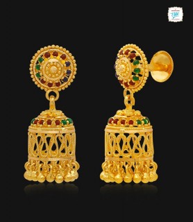 Embellished Gold Jhumka - 0947