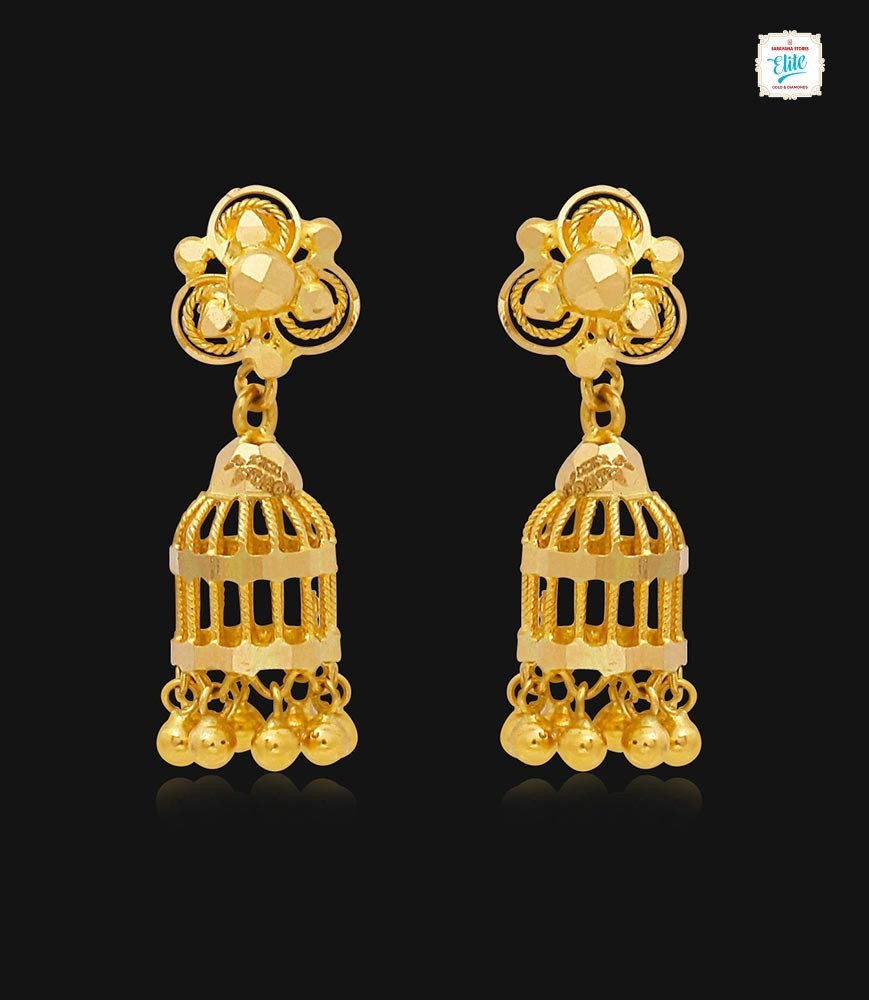 Tweety Cage Drop Gold Jhumka | Buy Gold Earrings Online