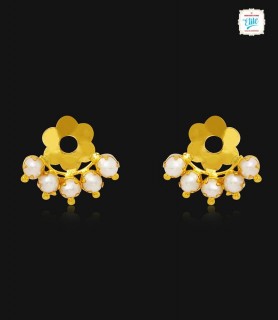Floral Pearl Gold Stud -1435
