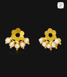Floral Pearl Gold Stud -1435