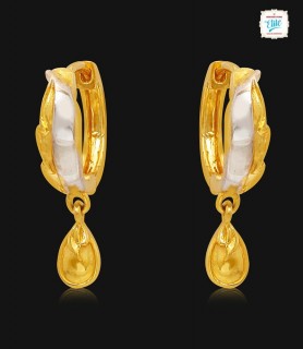 White Leafy Gold Hoops - 1711