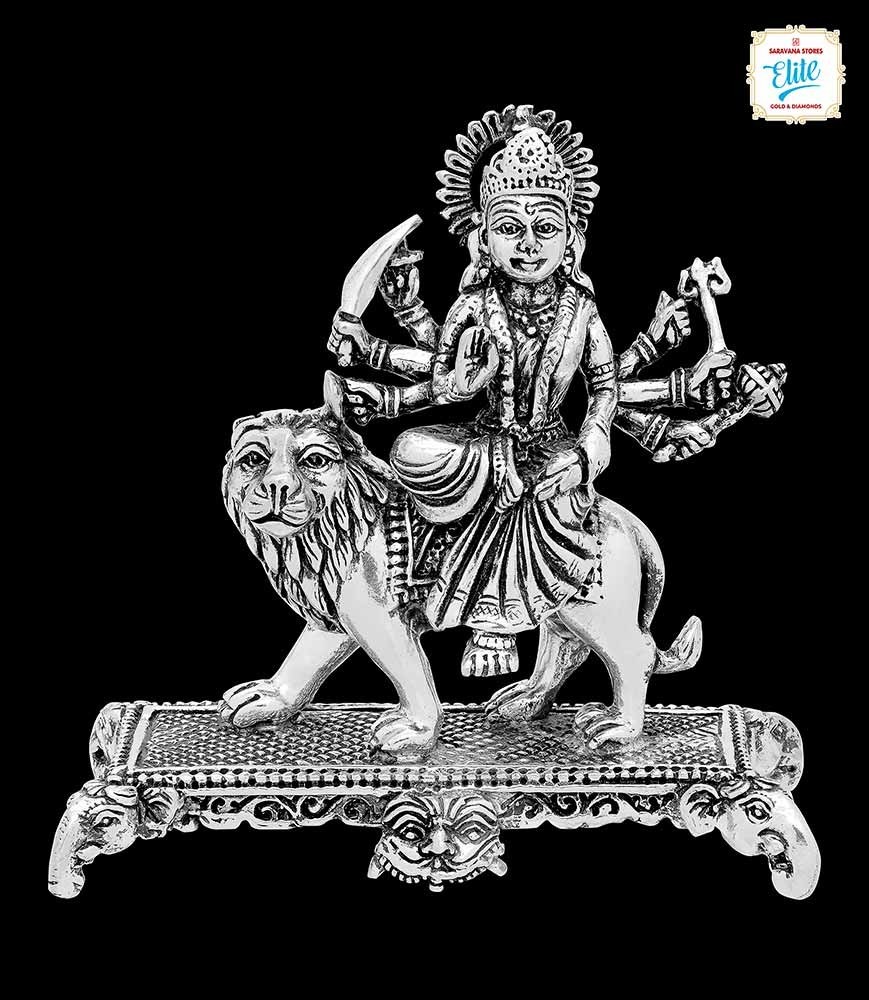 Magneficient Durga Devi Antique Silver Idol