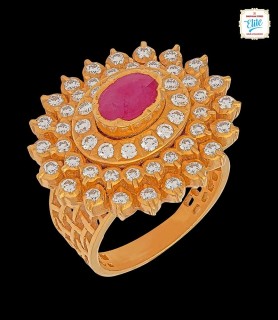 Coiled Ruby Diamond Ring -...