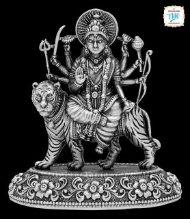Divine Durga Silver Idol -...