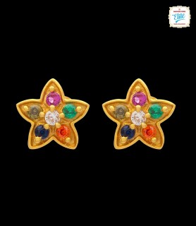 Navratana Star Earrings - 5079