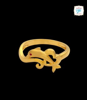 Dolphin Heart Gold Ring - 5695